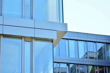 Modern office building wall made of steel and glass