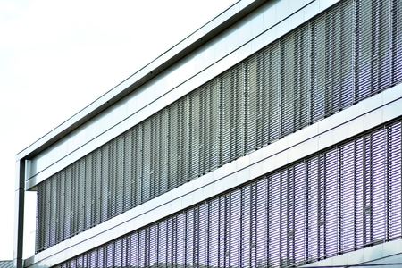 Modern office building wall made of steel and glass