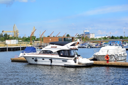 Szczecin, Poland. 25 June 2018. Yacht marina in Szczecin cityのeditorial素材