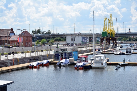 Szczecin, Poland. 25 June 2018. Yacht marina in Szczecin city