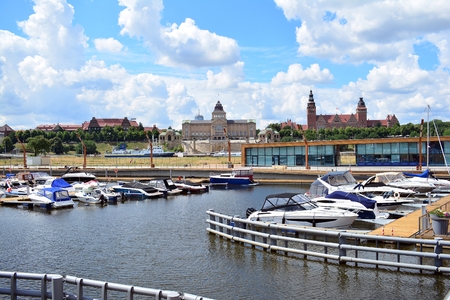 Szczecin, Poland. 25 June 2018. Yacht marina in Szczecin cityのeditorial素材