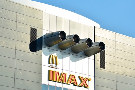 Warsaw, Poland. 20 July 2018. Sign Imax. Company signboard Imaxのeditorial素材