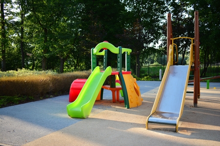 Colorful playground on yard in the park.の写真素材