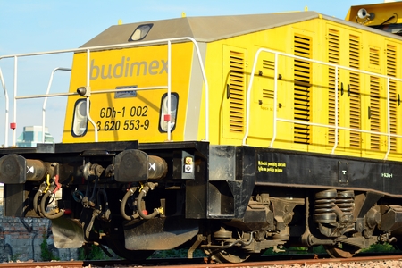 Warsaw, Poland. 23 July 2018. Construction train. Construction of the railway at the Warsaw Wola station.のeditorial素材