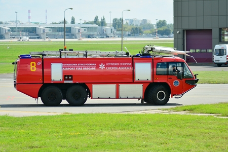Warsaw, Poland. 26 July 2018. Fire brigade at the Chopin Airport