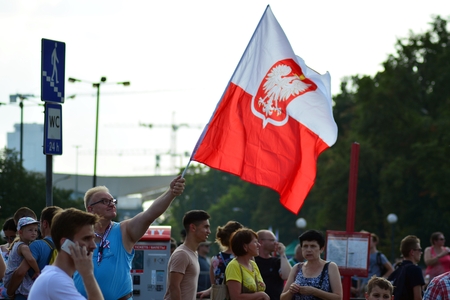 Warsaw, Poland. 1 August 2018. The celebration of the Warsaw Uprising. Roman Dmowski roundabout.のeditorial素材