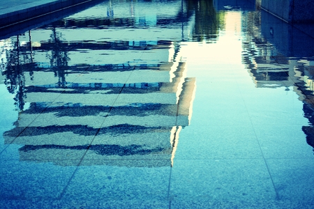 Modern apartment building exterior. Retro colors stylizationの写真素材