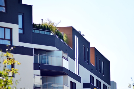 Abstract fragment of contemporary architecture. Residential modern building