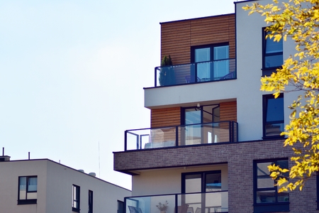 Abstract fragment of contemporary architecture. Residential modern building
