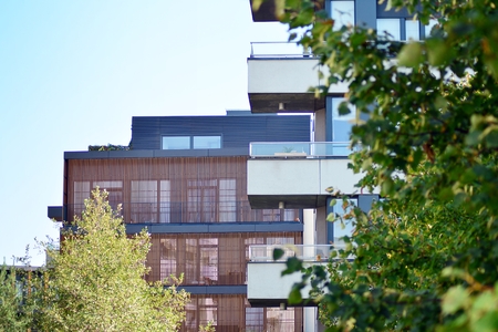 Abstract fragment of contemporary architecture. Residential modern building