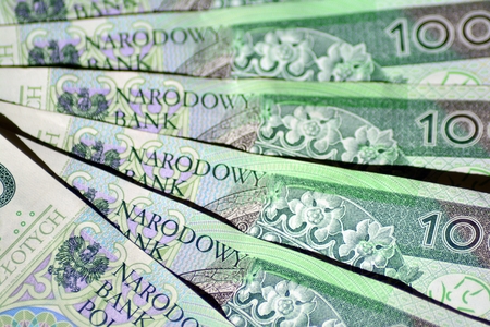 Background made from polish money banknotes
