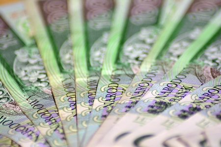 Background made from polish money banknotesの写真素材