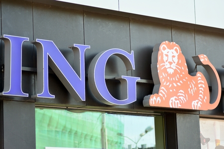 Szczecin, Poland. 6 October 2018. Sign ING. Company ING.のeditorial素材