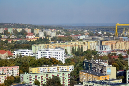 Szczecin, Poland. 6 October 2018. A top view of the Szczecin townのeditorial素材