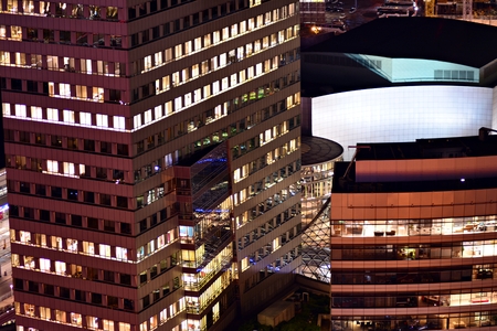 Warsaw, Poland. 20 November 2018. View of Warsaw. Downtown Warsaw at night.のeditorial素材