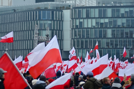 Warsaw, Poland November 11, 2018. Poland's Independence Day is commemorating the country's regime in Pilsudski Square.のeditorial素材