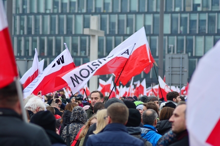Warsaw, Poland November 11, 2018. Poland's Independence Day is commemorating the country's regime in Pilsudski Square.のeditorial素材