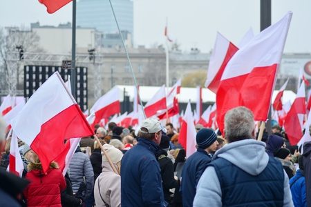 Warsaw, Poland November 11, 2018. Poland's Independence Day is commemorating the country's regime in Pilsudski Square.のeditorial素材