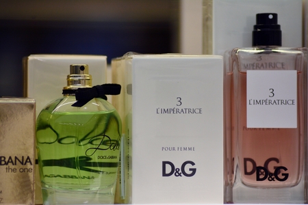 Warsaw, Poland. 20 November 2018. Perfumes D & G L'imperatrice 3 on shelves.のeditorial素材