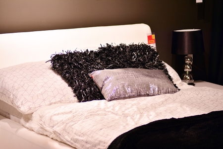 Warsaw, Poland. November 2018.Showroom of modern furniture Black Red White.のeditorial素材