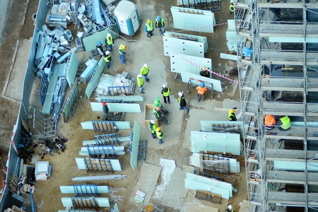 Warsaw, Poland. 28 November 2018. Construction of the Warsaw Brewery. Office and residential buildings.のeditorial素材