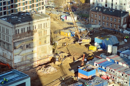Warsaw, Poland. 28 November 2018. Construction of the Warsaw Brewery. Office and residential buildings.のeditorial素材