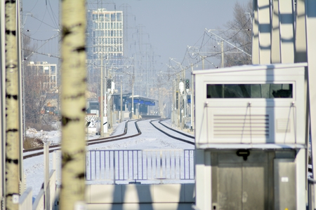 Warsaw, Poland. 7 January 2019. Warsaw Wola - Railway Station. Digital electric LED display showing timetable.のeditorial素材
