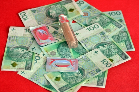 Concept of dirty money, selling love, prostitution, stripper.の写真素材