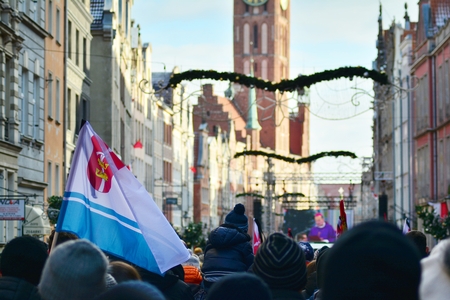 Gdansk, Poland .19 January 2019. Thousands of Poles crowded into the streets of Gdansk to bid farewell to the city's mayor who was murdered. Pawel Adamowicz died on 14 January 2019.のeditorial素材