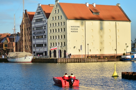 Gdansk, Poland .19 January 2019. Old town of Gdansk at Motlawa river.