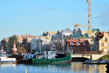 Gdansk, Poland .19 January 2019. Old town of Gdansk at Motlawa river.
