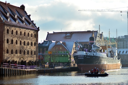 Gdansk, Poland .19 January 2019. Old town of Gdansk at Motlawa river.