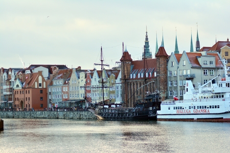 Gdansk, Poland .19 January 2019. Old town of Gdansk at Motlawa river.
