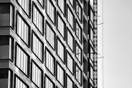 Detail view of skyscraper construction. Black and white.の写真素材