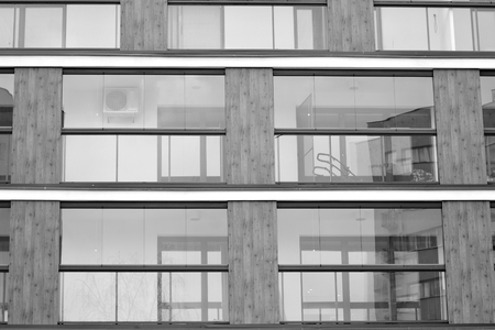 Modern European residential apartment building. Black and white.の写真素材