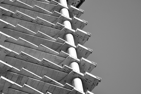 Detail view of skyscraper construction. Black and white.の写真素材