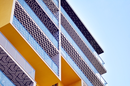 Futuristic architecture of apartment building. Modern residential architectureの写真素材