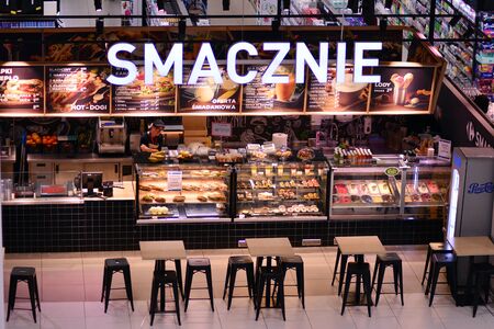 Warsaw, Poland. 1 March 2019. Sign Tasty. Company signboard. Tasty.