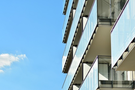 Contemporary residential building exterior in the daylightの写真素材