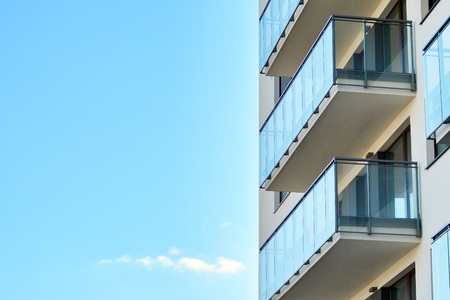 Contemporary residential building exterior in the daylightの写真素材