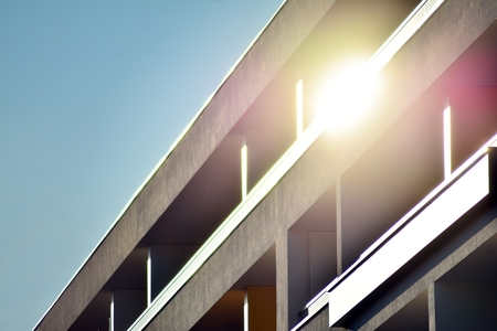 Contemporary residential building exterior in the daylightの写真素材