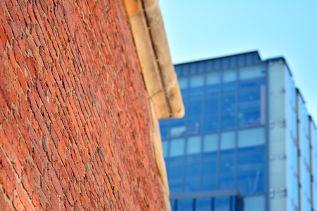 Old brick building in city. Modern office centerの写真素材
