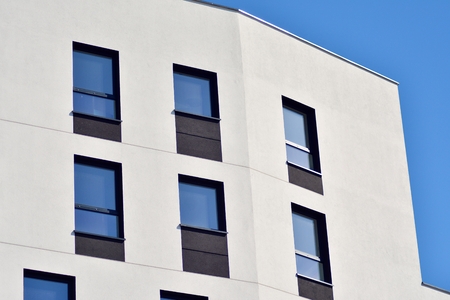 New-build residential building on a sunny summer day