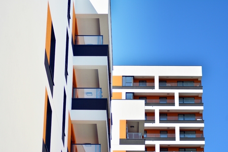 New-build residential building on a sunny summer dayの写真素材