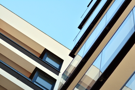 New-build residential building on a sunny summer day