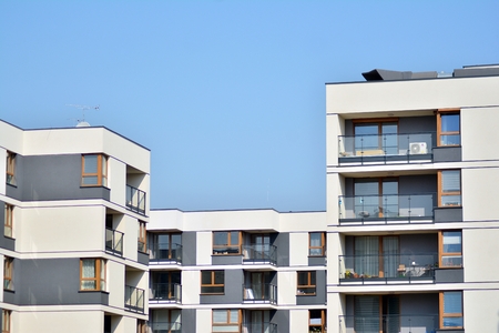 Modern European residential apartment buildings quarter. Abstract architecture, fragment of modern...