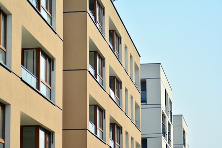 Modern European residential apartment buildings quarter. Abstract architecture, fragment of modern...