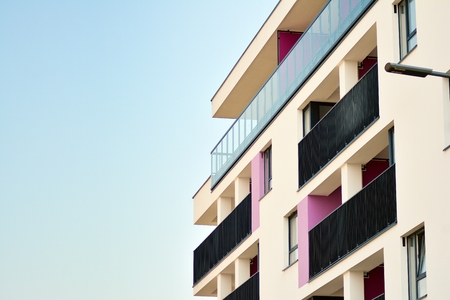 Modern European residential apartment buildings quarter. Abstract architecture, fragment of modern urban geometry.の写真素材