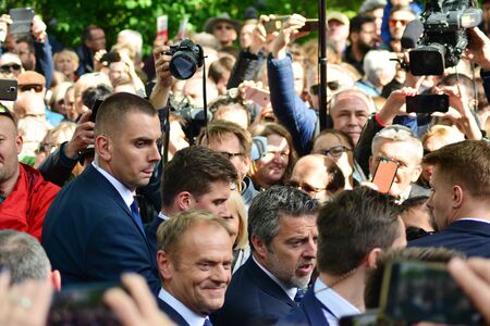 Warsaw, Poland.3 May 2019. People welcoming the President of the European Council