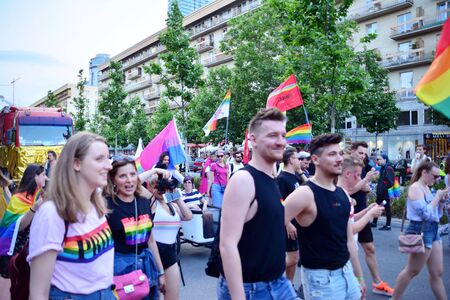 Warsaw, Poland. 8 June 2019. Warsaw's Equality Parade.The largest gay pride parade in central and eastern Europe brought thousands of people to the streets of Warsaw.のeditorial素材